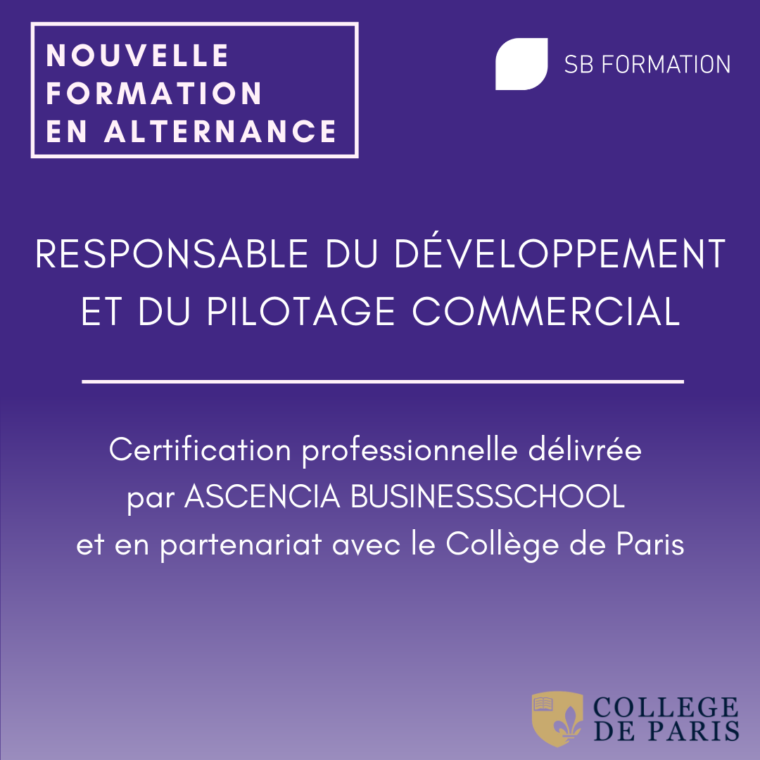 Nouvelle Formation ! Responsable Du Développement Et Du Pilotage Commercial